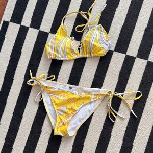Women’s Yellow Marmo Swirl Bikini Set Size M